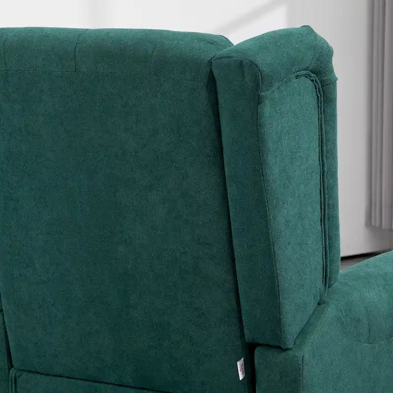 Fauteuil d'appoint capitonné avec haut dossier à oreilles, accoudoirs arrondis rembourrés et siège épais rembourré, vert foncé