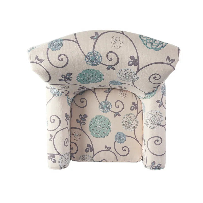 Fauteuil club capitonné moderne blanc et bleu de 80,6 cm avec pieds fuselés en bois de bouleau pour le salon