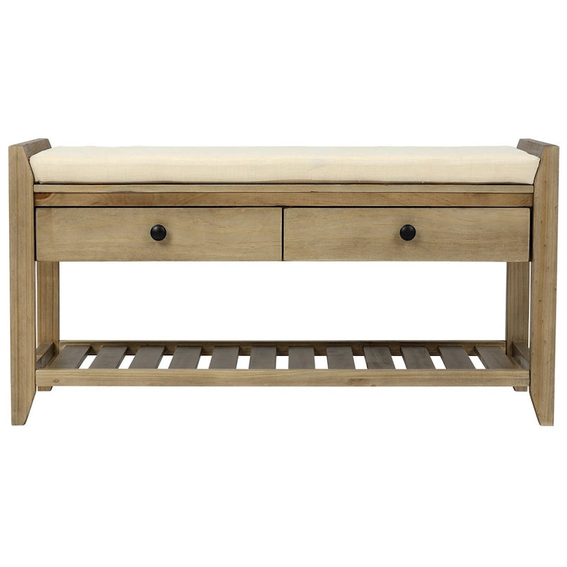 Meuble à chaussures avec assise capitonnée et tiroirs, banc de rangement multifonction pour entrée