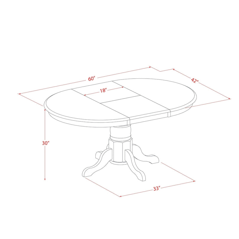 Table de cuisine et salle à manger, plateau ovale avec rallonge papillon et pieds colonnes - Table en bois massif (option de finition)