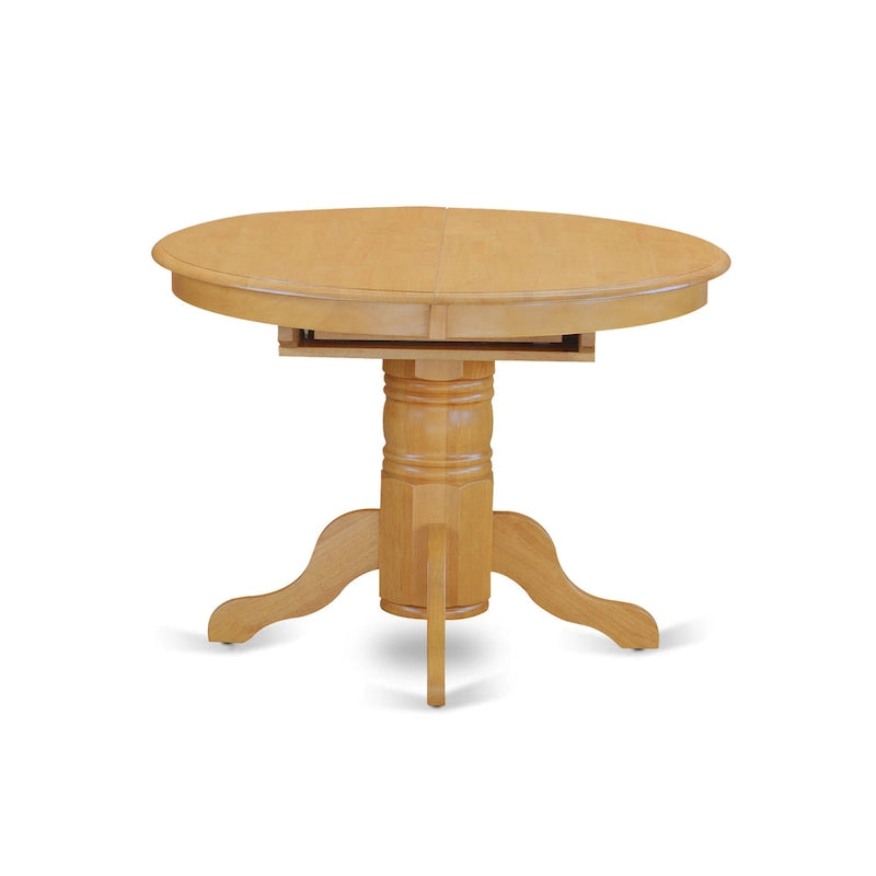Table de cuisine et salle à manger, plateau ovale avec rallonge papillon et pieds colonnes - Table en bois massif (option de finition)