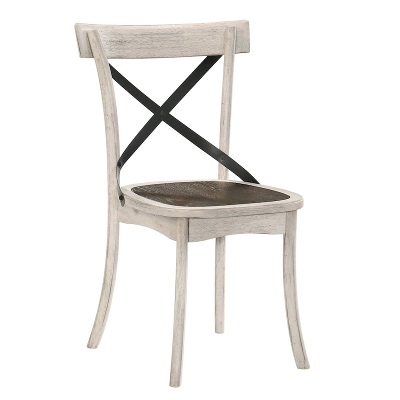 Chaises de ferme antiques blanches en bois avec dossier en X (lot de 2)
