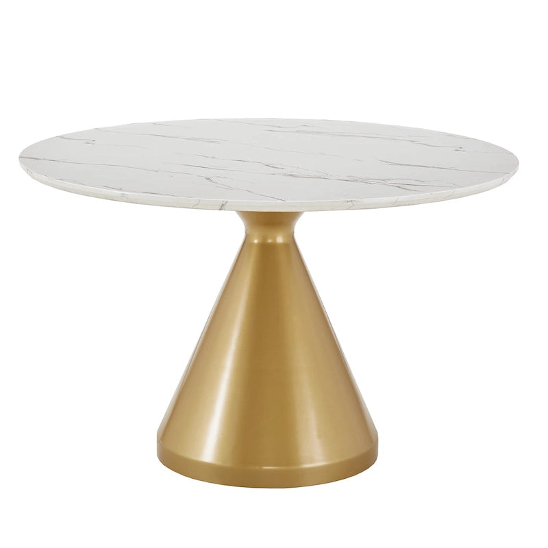 Table à manger ronde de 46 po de large en faux marbre