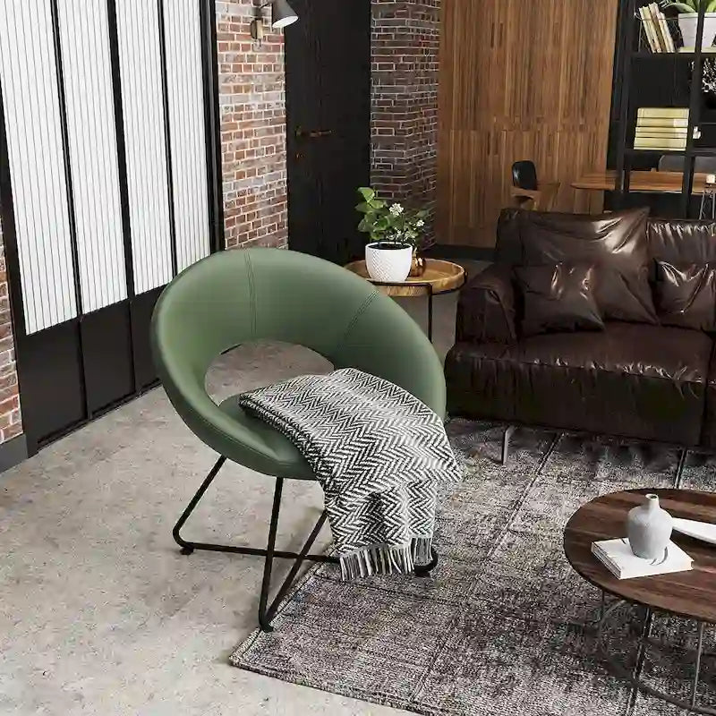 Fauteuil en velours vert, fauteuil d'appoint en velours pour salon, chambre, bureau, canapé simple rembourré.
