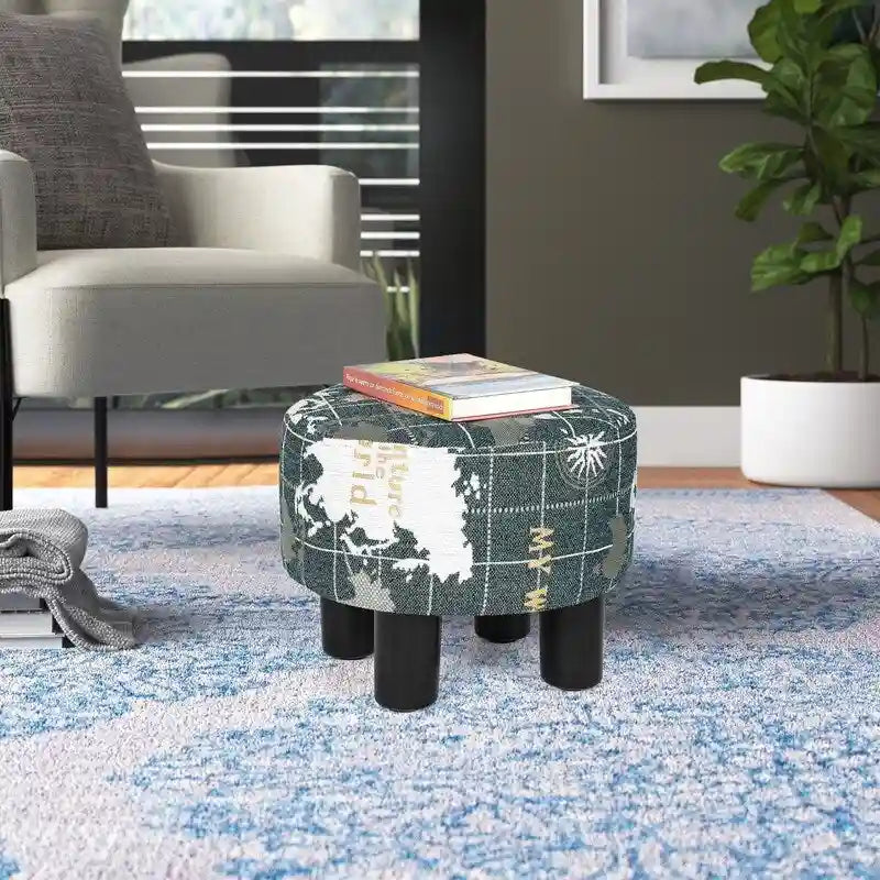 Repose-pieds rond en tissu ottoman, pouf rembourré moderne