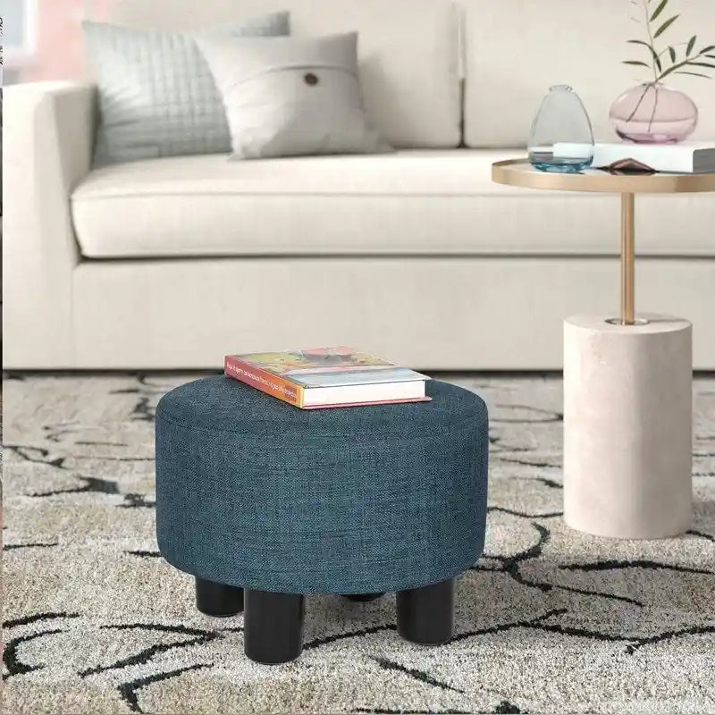 Repose-pieds rond en tissu ottoman, pouf rembourré moderne