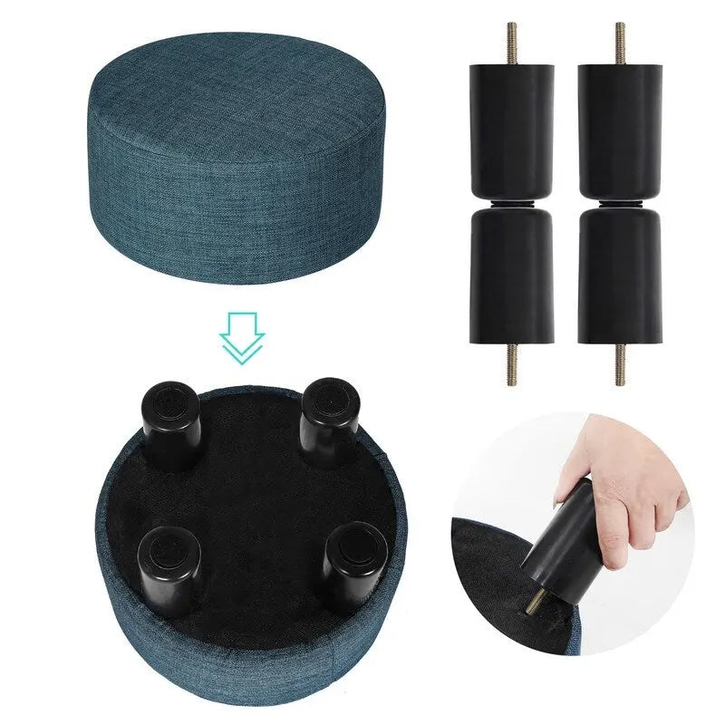 Repose-pieds rond en tissu ottoman, pouf rembourré moderne