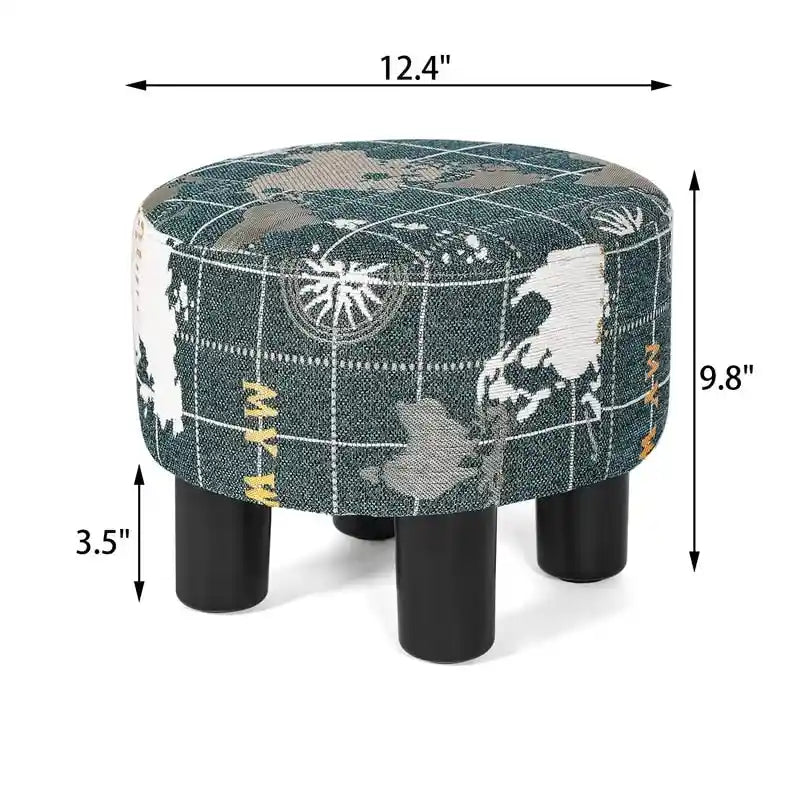 Repose-pieds rond en tissu ottoman, pouf rembourré moderne