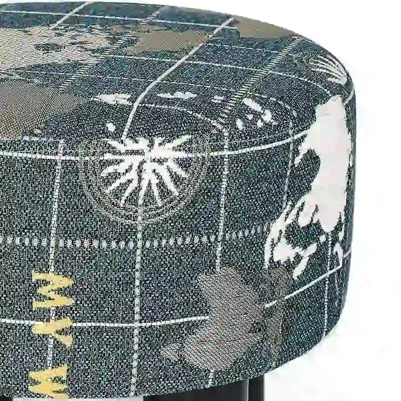 Repose-pieds rond en tissu ottoman, pouf rembourré moderne