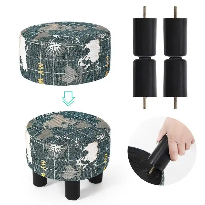 Repose-pieds rond en tissu ottoman, pouf rembourré moderne