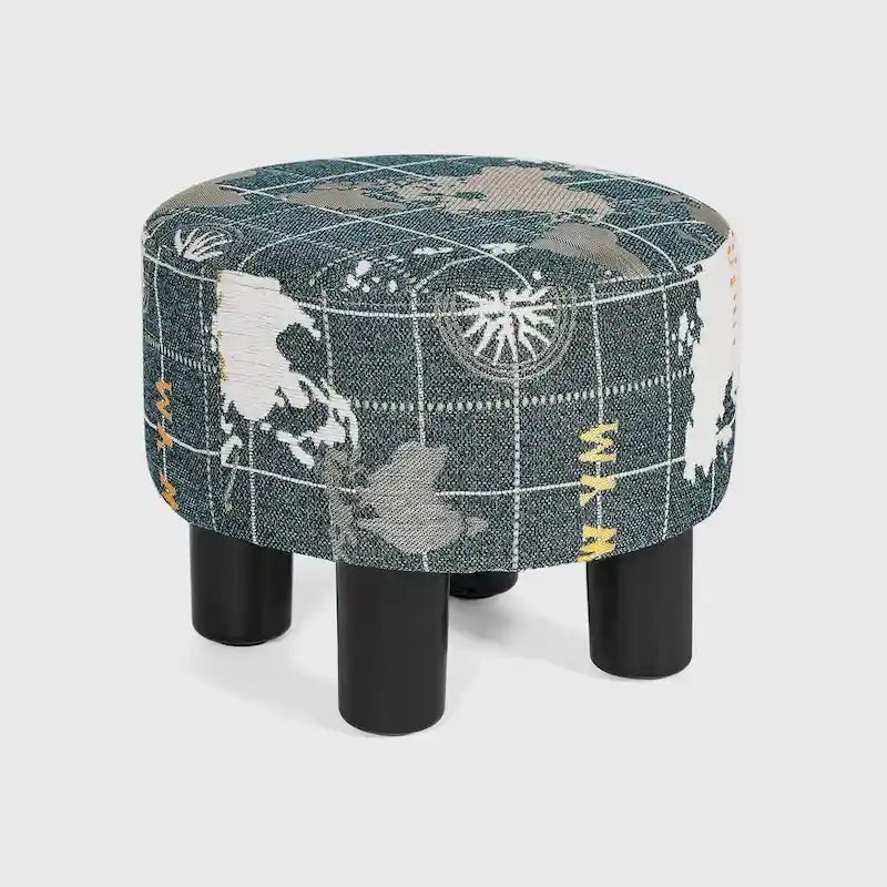 Repose-pieds rond en tissu ottoman, pouf rembourré moderne
