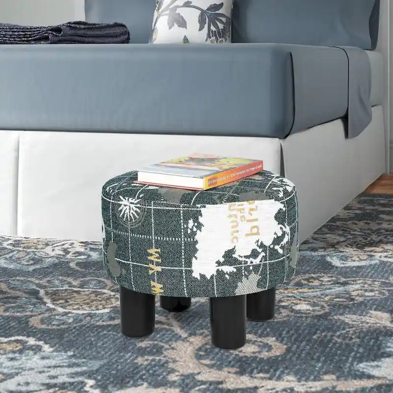 Repose-pieds rond en tissu ottoman, pouf rembourré moderne