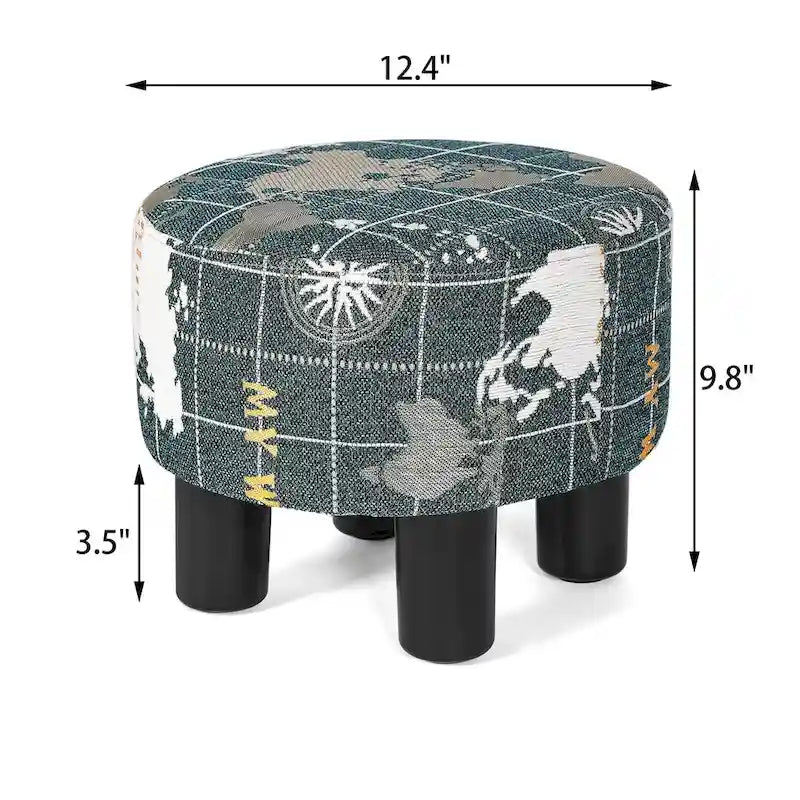 Repose-pieds rond en tissu ottoman, pouf rembourré moderne