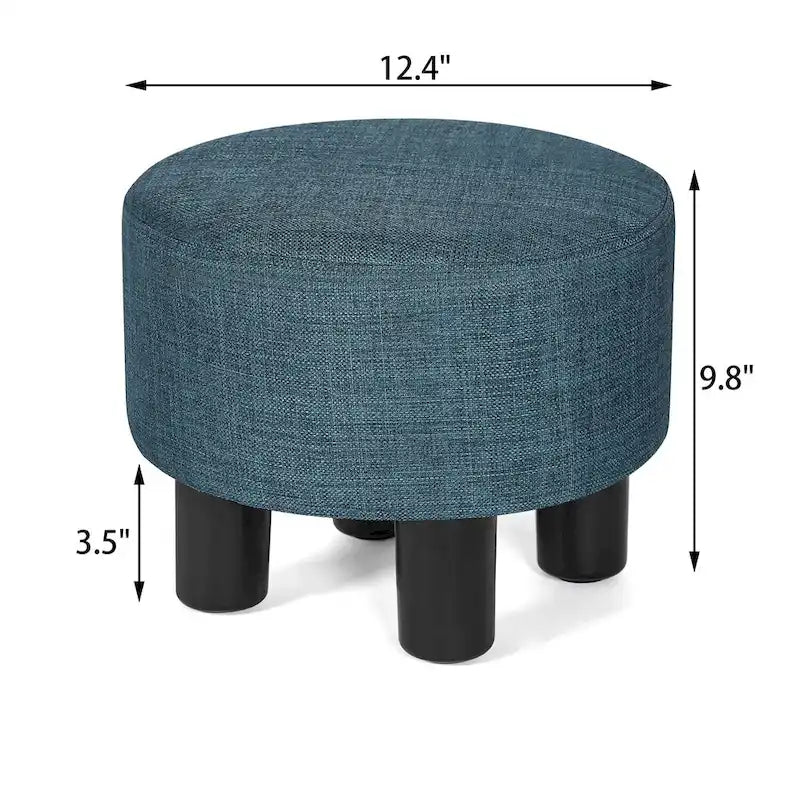 Repose-pieds rond en tissu ottoman, pouf rembourré moderne
