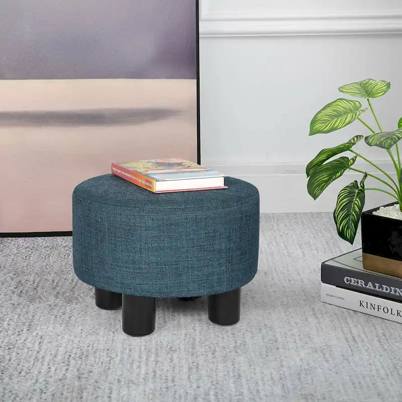 Repose-pieds rond en tissu ottoman, pouf rembourré moderne