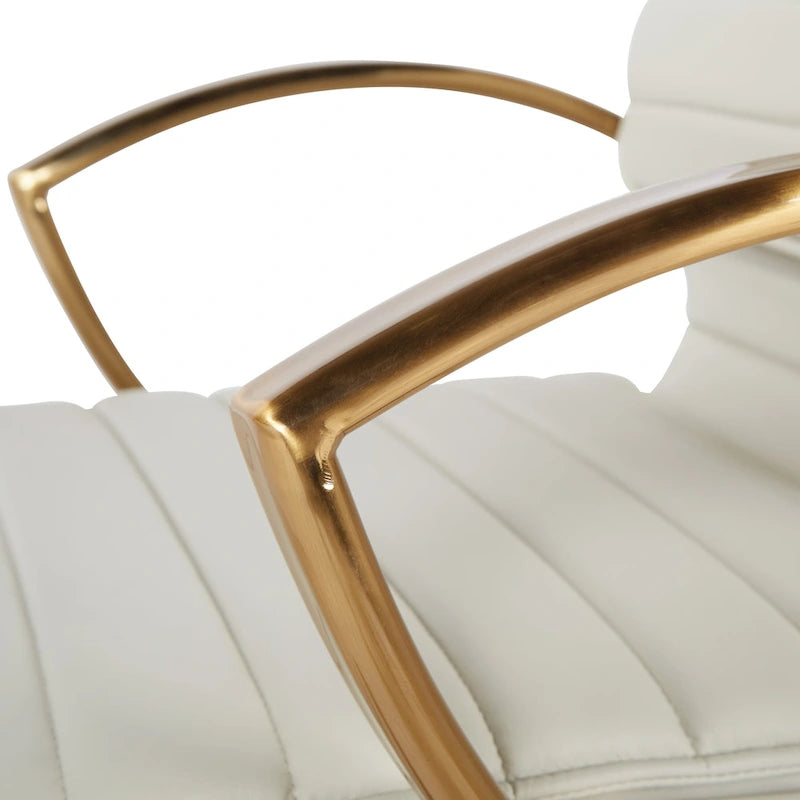 Chaise de bureau mi-dossier en similicuir avec base dorée