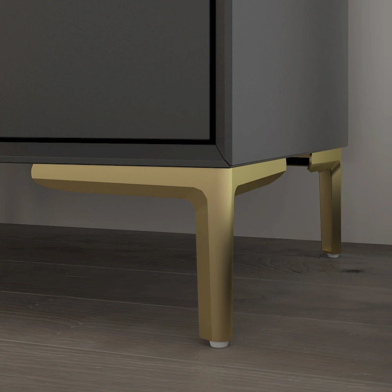 Table de chevet noire/blanche à trois tiroirs biseautés