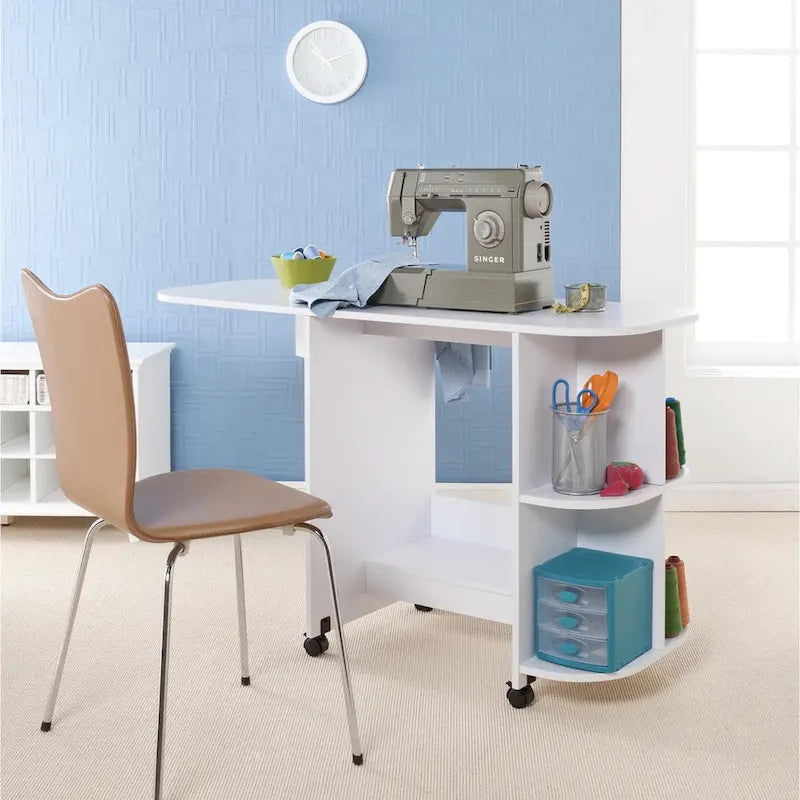 SEI Furniture White Folding Sewing Machine Table