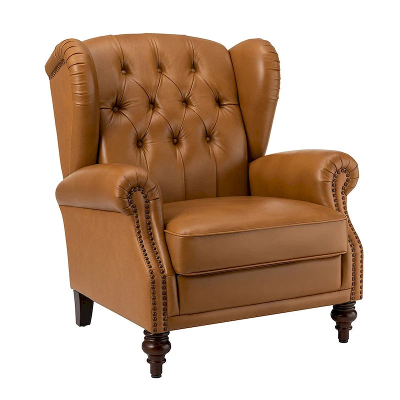Fauteuil club en cuir clouté