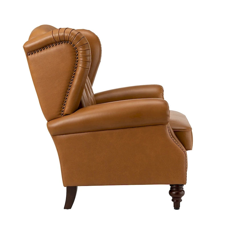 Fauteuil club en cuir clouté