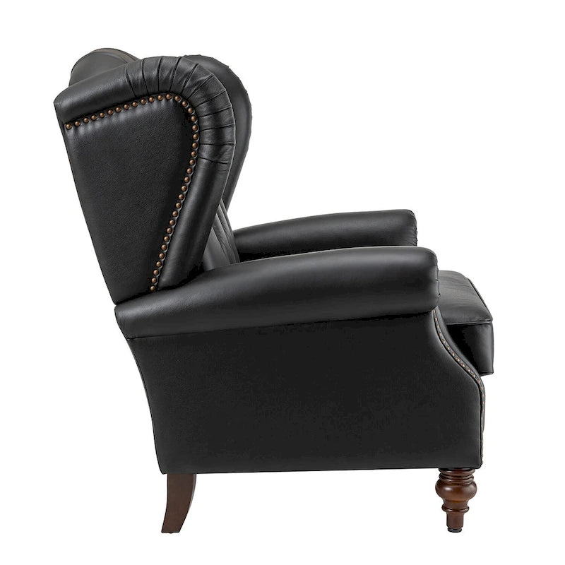 Fauteuil club en cuir clouté