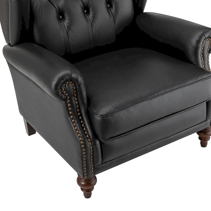 Fauteuil club en cuir clouté