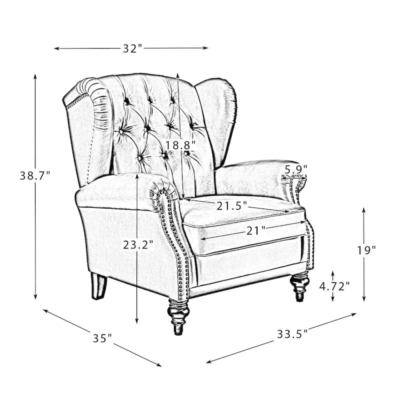 Fauteuil club en cuir clouté