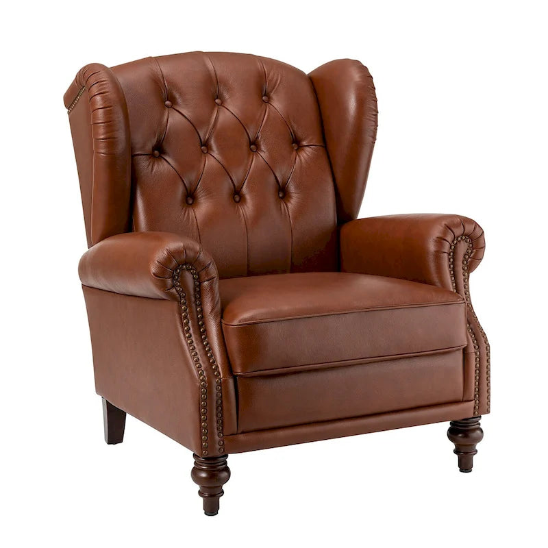 Fauteuil club en cuir clouté