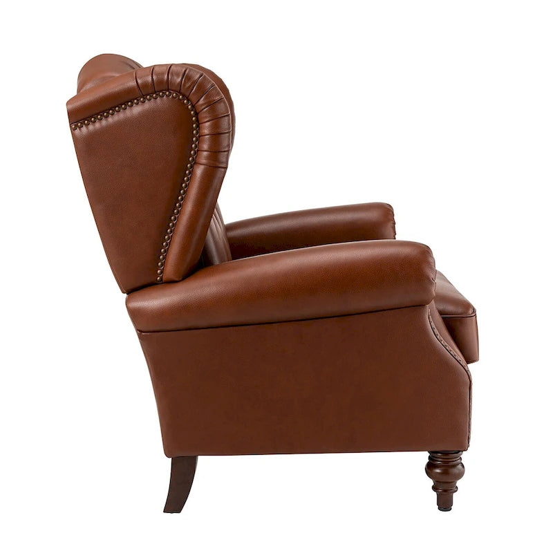 Fauteuil club en cuir clouté