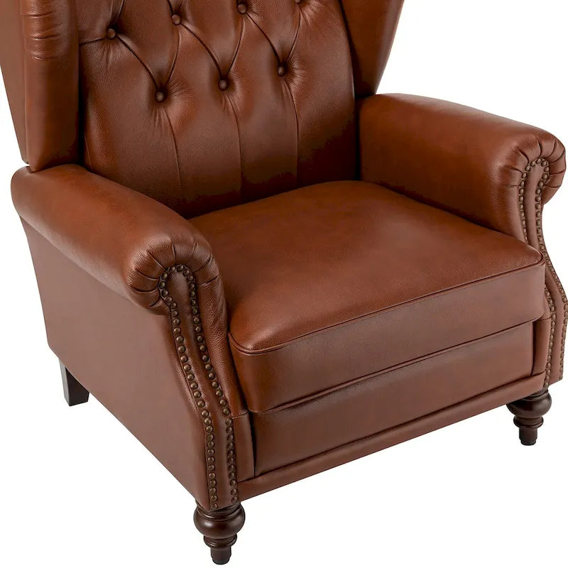 Fauteuil club en cuir clouté
