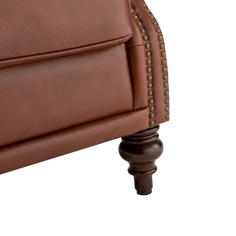 Fauteuil club en cuir clouté