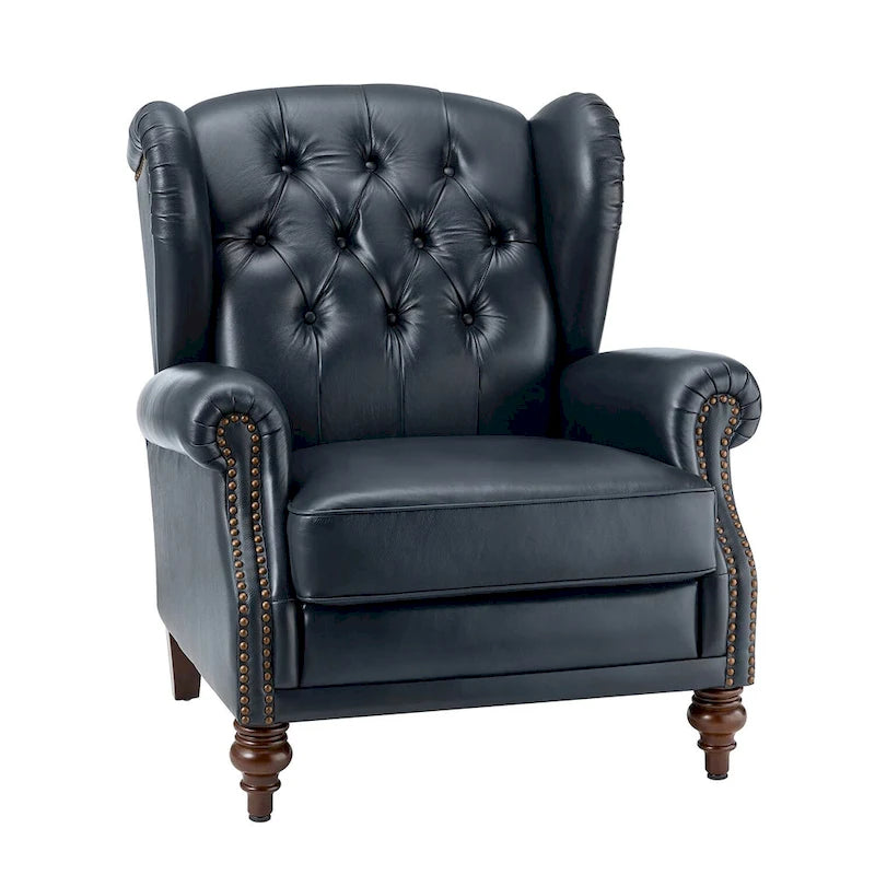 Fauteuil club en cuir clouté