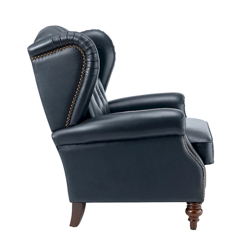Fauteuil club en cuir clouté