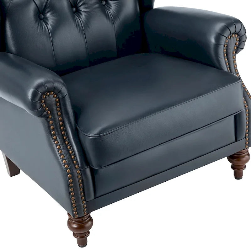 Fauteuil club en cuir clouté