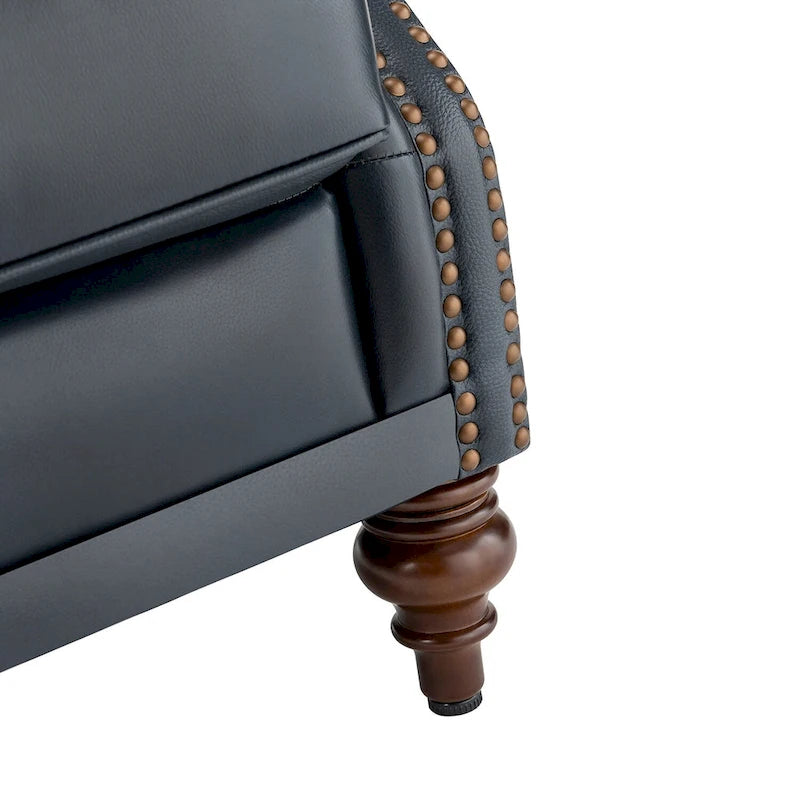 Fauteuil club en cuir clouté