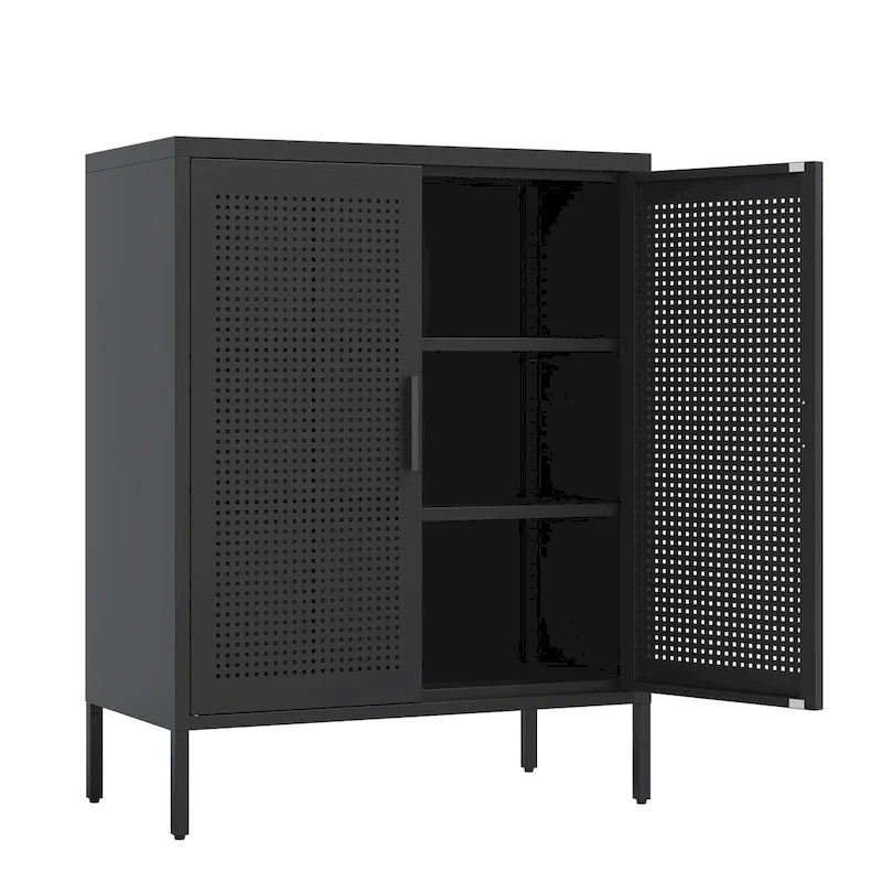 Armoire de rangement métallique avec 2 portes et 2 étagères réglables, armoire de rangement de garage verrouillable en acier, armoire de classement en métal